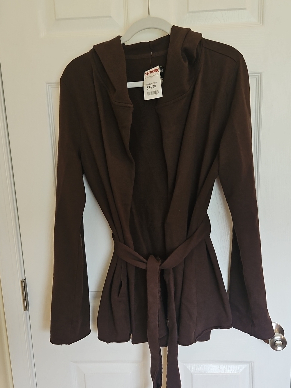 Lucky Brand Brown Hooded Belted Jacket